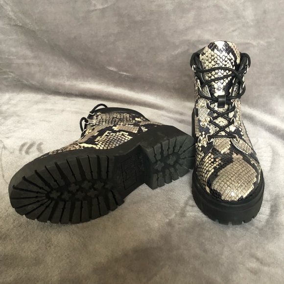 Nordstrom Genuine Leather Snakeskin Combat Boots - Picture 2 of 4